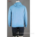 Men's cotton fleece burn out sweatjacke with hood